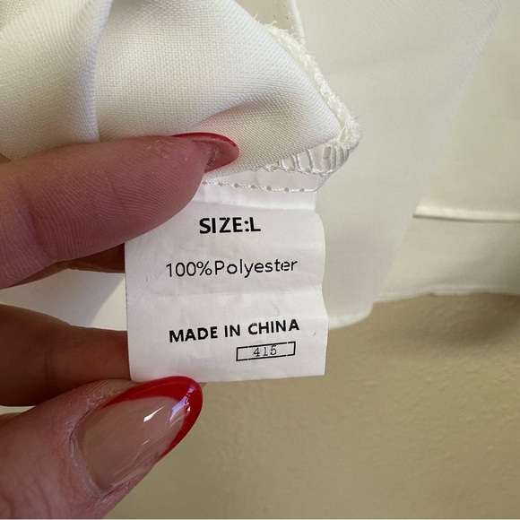 BLENCOT V Neck Bow Tie Strap Sleeveless Blouse White Size XL - Picture 6 of 6